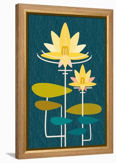 Scandinavian Lotus (Blue)-null-Framed Stretched Canvas