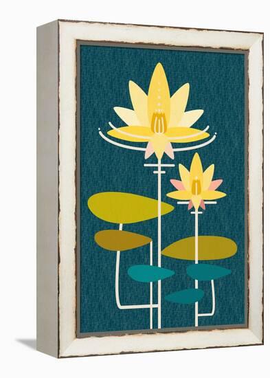 Scandinavian Lotus (Blue)-null-Framed Stretched Canvas