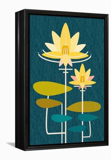 Scandinavian Lotus (Blue)-null-Framed Stretched Canvas