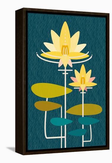 Scandinavian Lotus (Blue)-null-Framed Stretched Canvas