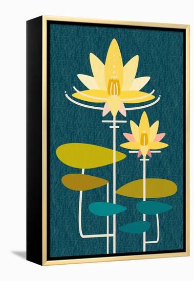 Scandinavian Lotus (Blue)-null-Framed Stretched Canvas