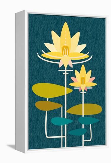 Scandinavian Lotus (Blue)-null-Framed Stretched Canvas