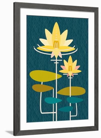 Scandinavian Lotus (Blue)-null-Framed Art Print