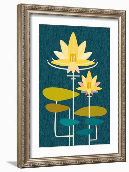 Scandinavian Lotus (Blue)-null-Framed Art Print