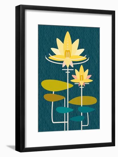 Scandinavian Lotus (Blue)-null-Framed Art Print