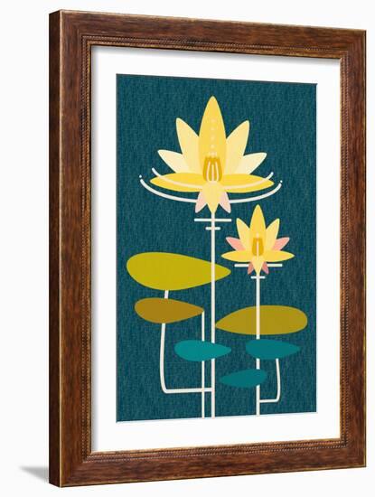 Scandinavian Lotus (Blue)-null-Framed Art Print