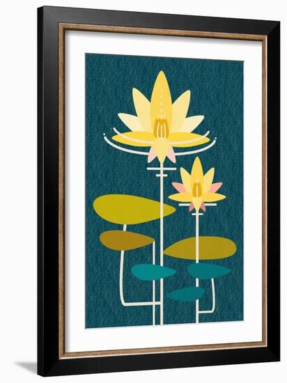 Scandinavian Lotus (Blue)-null-Framed Art Print