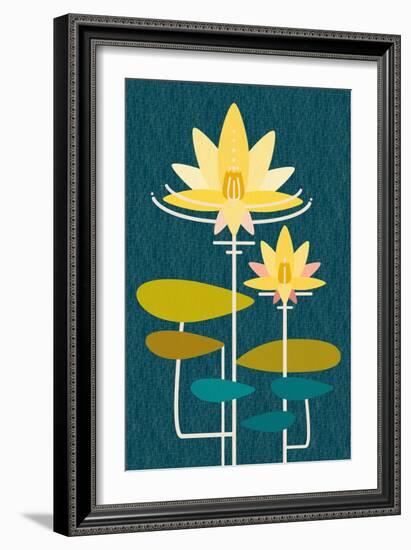 Scandinavian Lotus (Blue)-null-Framed Art Print