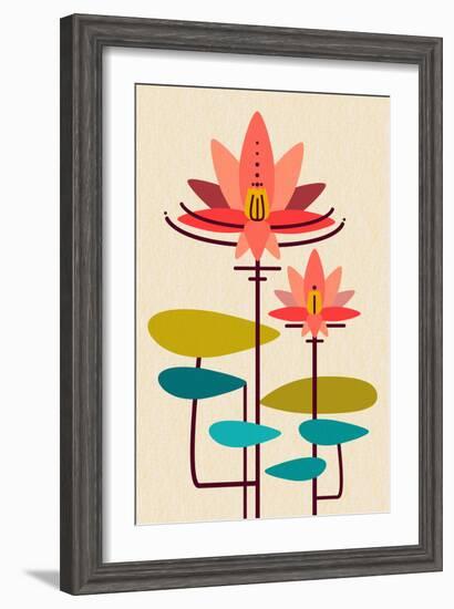 Scandinavian Lotus (White)--Framed Art Print