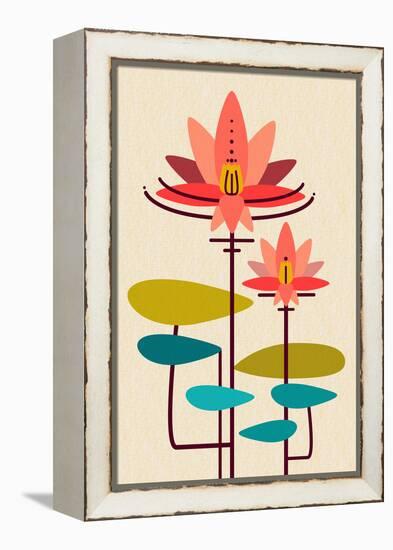 Scandinavian Lotus (White)-null-Framed Stretched Canvas