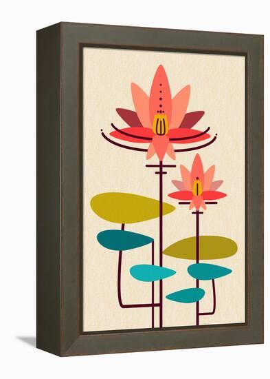 Scandinavian Lotus (White)-null-Framed Stretched Canvas