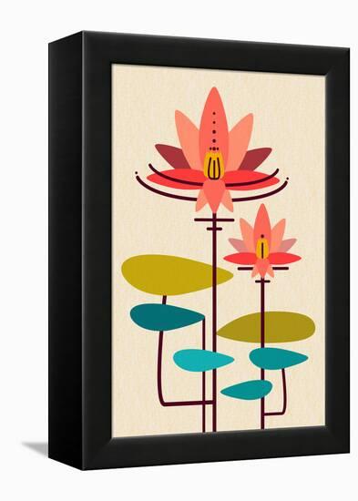 Scandinavian Lotus (White)-null-Framed Stretched Canvas