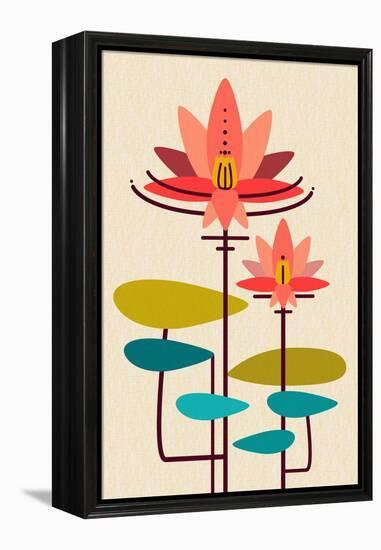 Scandinavian Lotus (White)-null-Framed Stretched Canvas