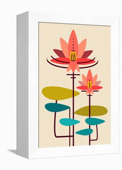 Scandinavian Lotus (White)-null-Framed Stretched Canvas