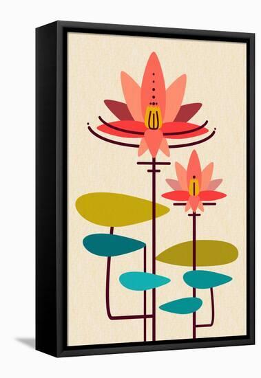 Scandinavian Lotus (White)-null-Framed Stretched Canvas
