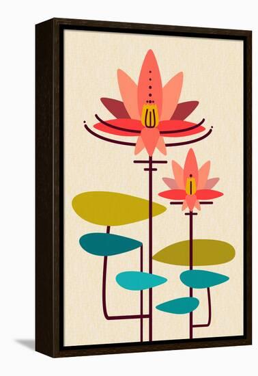 Scandinavian Lotus (White)-null-Framed Stretched Canvas