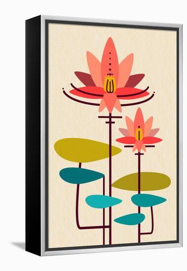 Scandinavian Lotus (White)-null-Framed Stretched Canvas