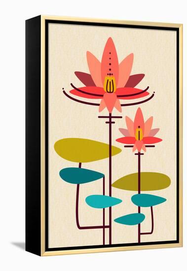 Scandinavian Lotus (White)-null-Framed Stretched Canvas