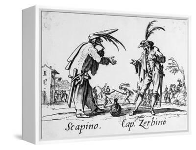 Scapino and Zerbino Masks from Commedia Dell Arte Engraving by