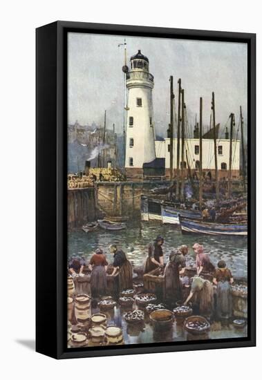 Scarborough Harbour-Ernest W Haslehust-Framed Stretched Canvas