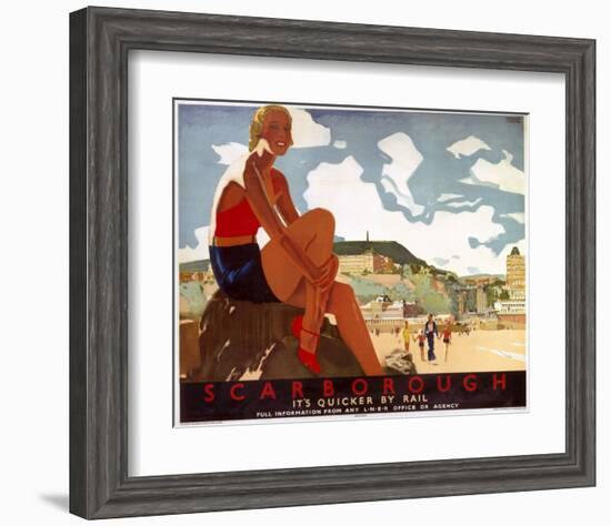 Scarborough, It's Quicker by Rail--Framed Art Print