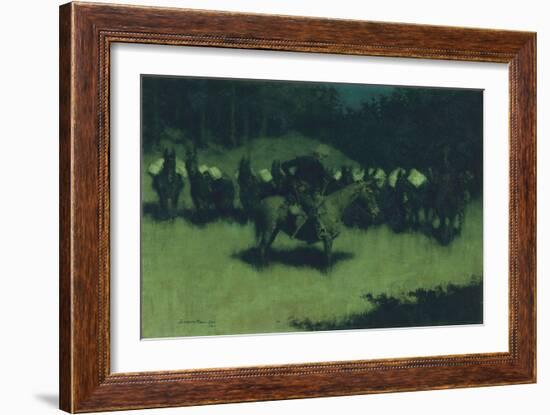 Scare in a Pack Train, 1908-Frederic Remington-Framed Giclee Print