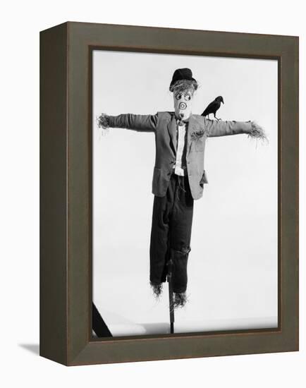 Scarecrow with Crow on His Shoulder-null-Framed Premier Image Canvas