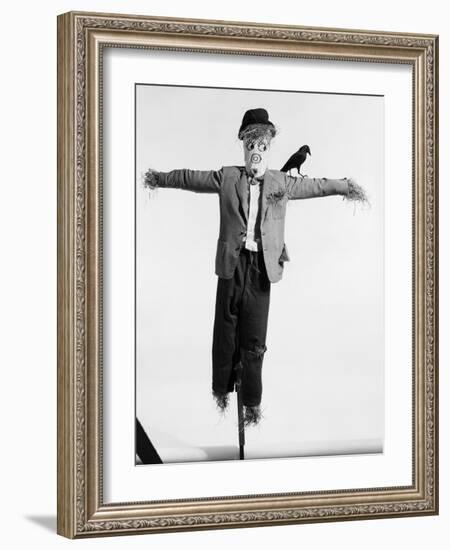 Scarecrow with Crow on His Shoulder-null-Framed Photographic Print