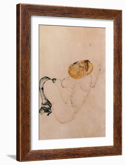 Scared, Crouching Young Girl, 1912-Egon Schiele-Framed Giclee Print