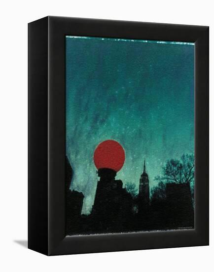 Scarlet Streetlight with Chrysler Building-Robert Cattan-Framed Premier Image Canvas