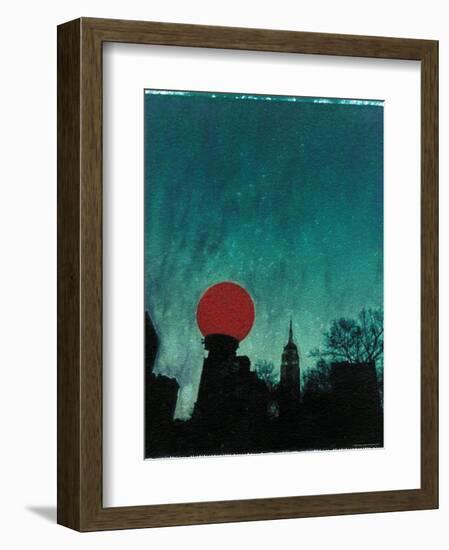 Scarlet Streetlight with Chrysler Building-Robert Cattan-Framed Photographic Print