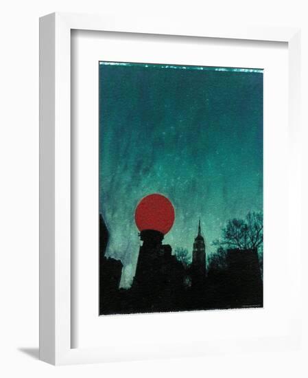 Scarlet Streetlight with Chrysler Building-Robert Cattan-Framed Photographic Print