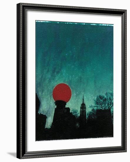 Scarlet Streetlight with Chrysler Building-Robert Cattan-Framed Photographic Print