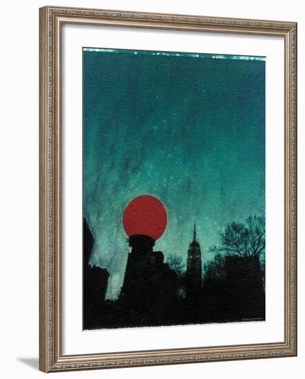 Scarlet Streetlight with Chrysler Building-Robert Cattan-Framed Photographic Print