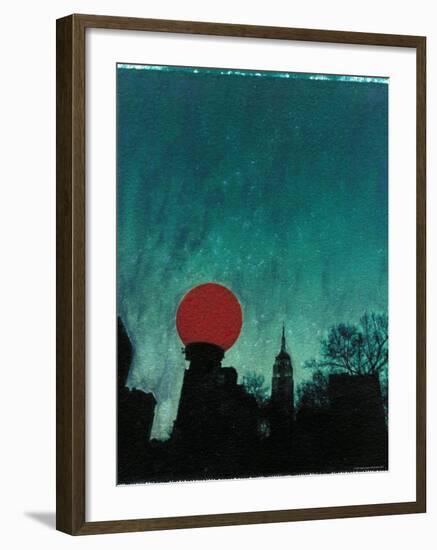 Scarlet Streetlight with Chrysler Building-Robert Cattan-Framed Photographic Print