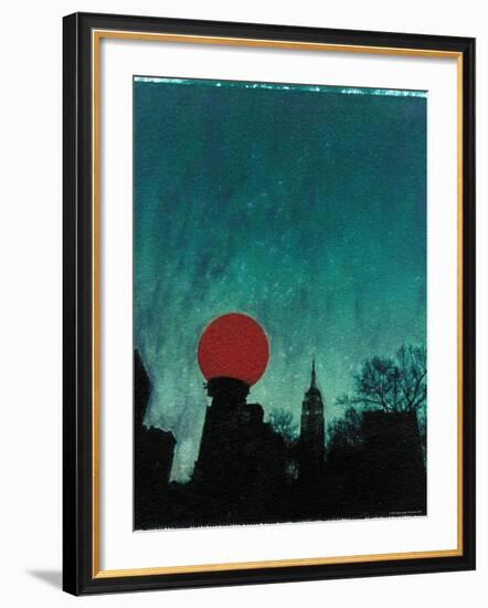 Scarlet Streetlight with Chrysler Building-Robert Cattan-Framed Photographic Print