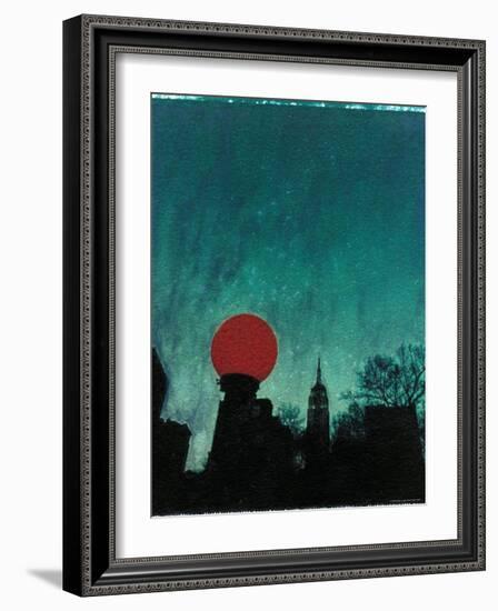 Scarlet Streetlight with Chrysler Building-Robert Cattan-Framed Photographic Print