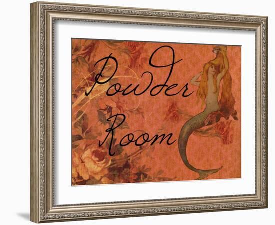 Scarlet Vintage Mermaid Powder Room-sylvia pimental-Framed Art Print