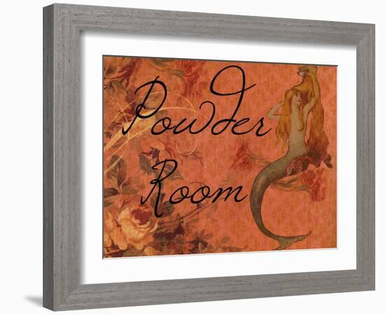 Scarlet Vintage Mermaid Powder Room-sylvia pimental-Framed Art Print