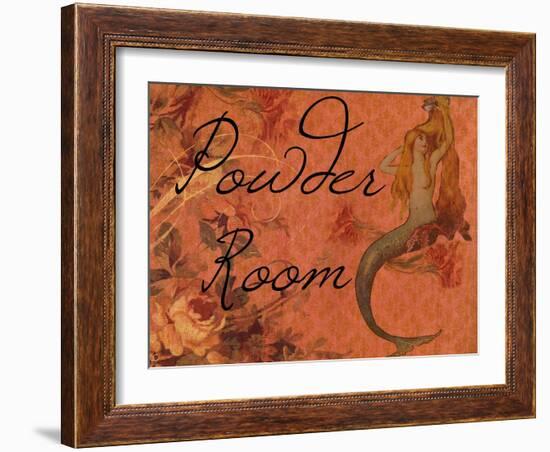 Scarlet Vintage Mermaid Powder Room-sylvia pimental-Framed Art Print