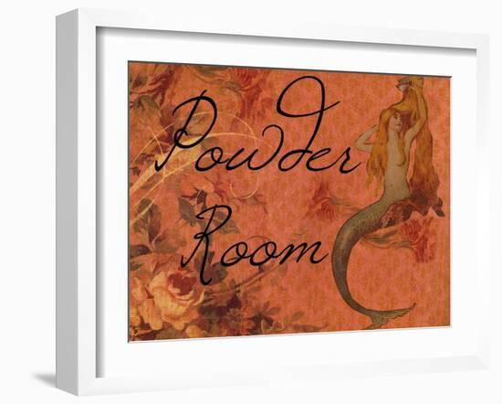 Scarlet Vintage Mermaid Powder Room-sylvia pimental-Framed Art Print