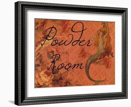 Scarlet Vintage Mermaid Powder Room-sylvia pimental-Framed Art Print