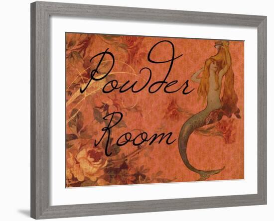 Scarlet Vintage Mermaid Powder Room-sylvia pimental-Framed Art Print