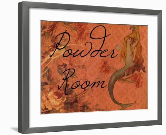 Scarlet Vintage Mermaid Powder Room-sylvia pimental-Framed Art Print