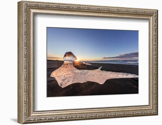 Scattered Ice from Icebergs on Black Sand Beach at Joklusarlon, Iceland-Chuck Haney-Framed Photographic Print