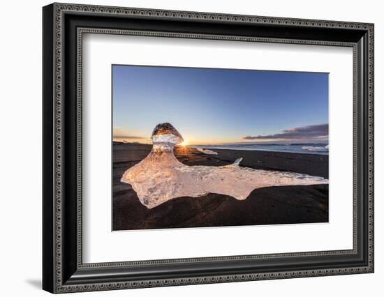 Scattered Ice from Icebergs on Black Sand Beach at Joklusarlon, Iceland-Chuck Haney-Framed Photographic Print