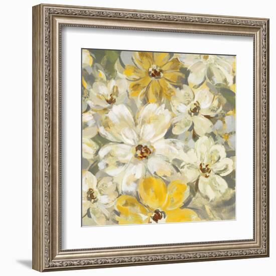 Scattered Spring Petals Yellow Gray Crop-Silvia Vassileva-Framed Art Print