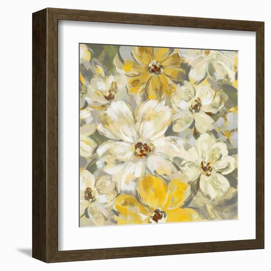 Scattered Spring Petals Yellow Gray Crop-Silvia Vassileva-Framed Art Print