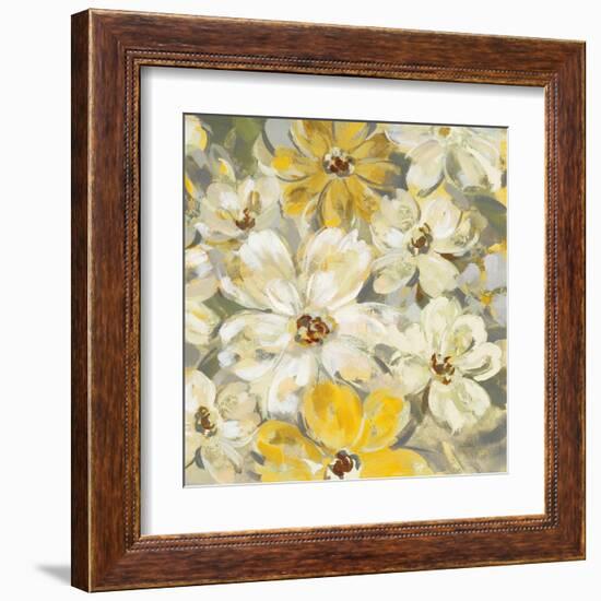 Scattered Spring Petals Yellow Gray Crop-Silvia Vassileva-Framed Art Print