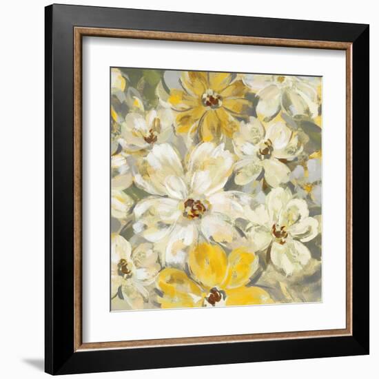 Scattered Spring Petals Yellow Gray Crop-Silvia Vassileva-Framed Art Print